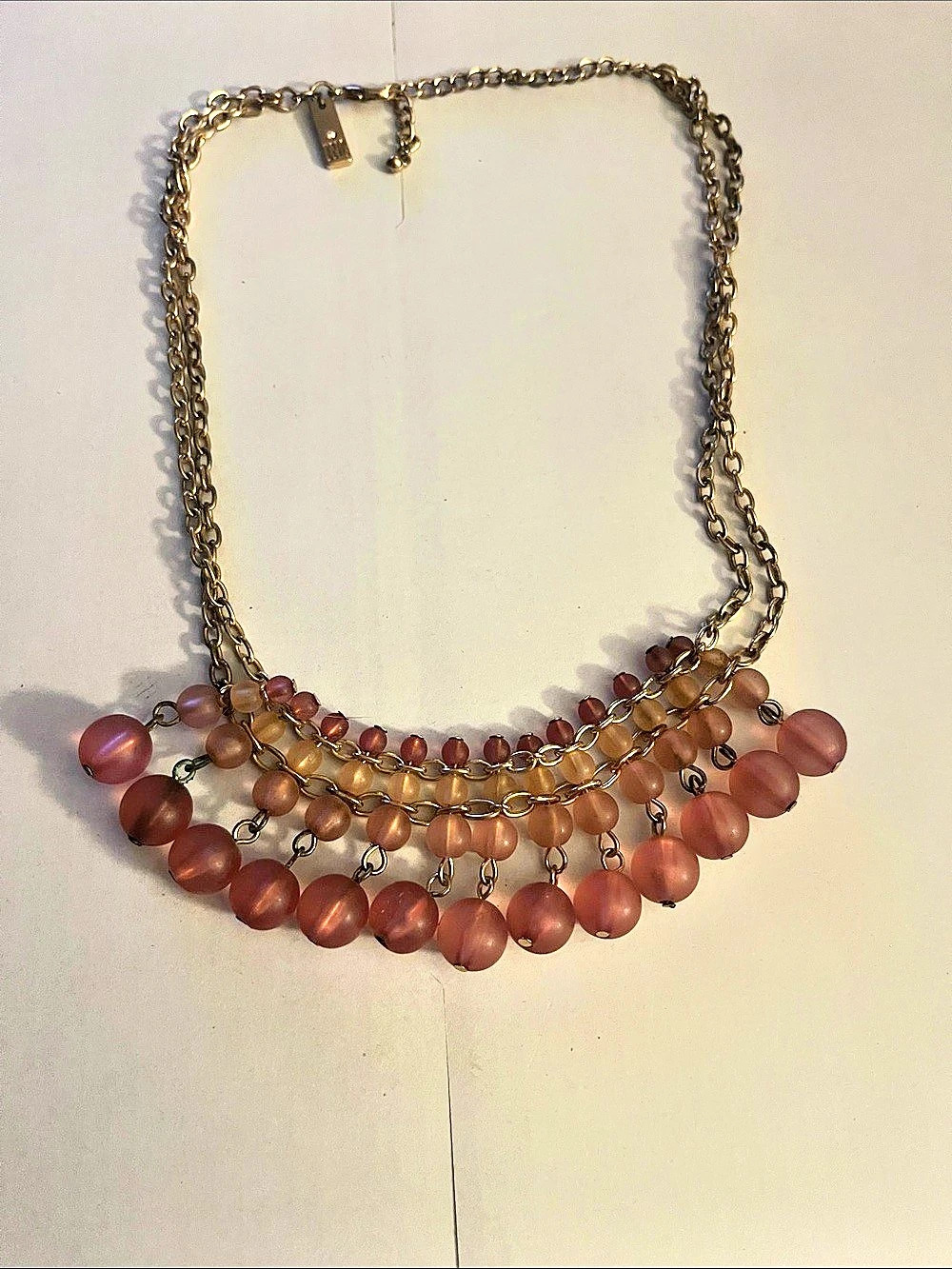 INC International Concepts Beaded Layered Necklace in Pink & Gold